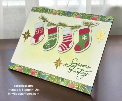 Stampin’ Up! Sneak Peek – A Little Bit Festive Holiday Card – Inky Bee Stampers Create Christmas Cards, Christmas Ephemera, Hand Stamped Cards, Stampin Up Card Ideas, Bare Minimum, New Paper, Fall Mini, December 2024, Stampin Up Card