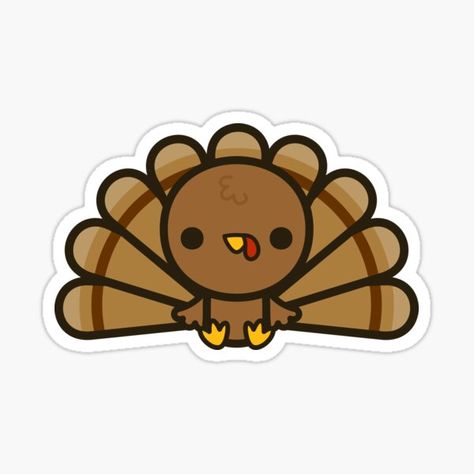 Kawaii Turkey by PeppermintPopUK @Redbubble Turkey Silhouette Printable, Thanksgiving Stickers Aesthetic, Turkey Clipart Cute, Cute Fall Clipart, Kawaii Turkey, Thanksgiving Kawaii, November Stickers, Cute Fall Stickers, Turkey Stickers