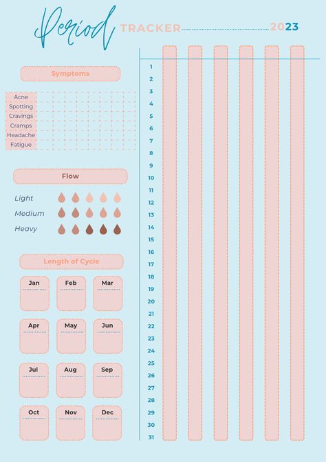 Use this period tracker to follow up your menstrual cycle. Take care of your health. #menstrual #cycle #period #tracker #selfcare #health Menstrual Cycle Journal Prompts, Period Tracker Template, Monthly Period Tracker, Menstrual Tracker, Cycle Period, Menstrual Calendar, Bullet Journal Templates, Period Calendar, Menstrual Cycle Tracker