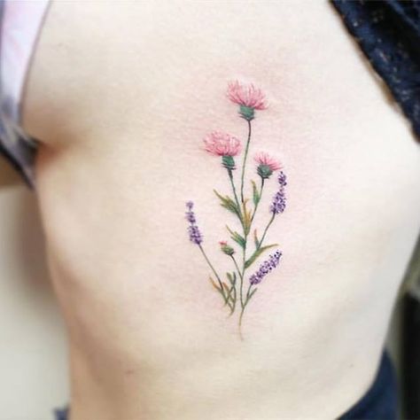 Thistle Tattoos, Wildflowers Tattoo, Delicate Flower Tattoo, Thistle Tattoo, Carnation Tattoo, Lavender Tattoo, Wildflower Tattoo, Small Flower Tattoos, Sunflower Tattoos