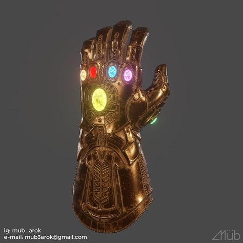 (MUB) Alfin Mubarok di Instagram "Infinity Gauntlet - MCU  Blender eevee 5k vertices 4k texture maps (base color, metallic, roughness, emissive, normal)  #mub #thanos…" Infinity Gauntlet Concept Art, Magic Gauntlet, Spider Ninja, Thanos Glove, Blender Eevee, Infinity Gauntlet, Texture Mapping, Base Colour, Concept Art