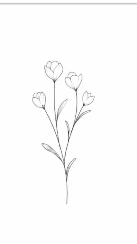 Sketsa Flora Simple, Small Flower Drawing, Minimalist Flower Drawing, Simple Flower Drawing, Plant Sketches, Crazy Tattoos, Doodle Art Flowers, Flower Drawing Design, Cute Tiny Tattoos