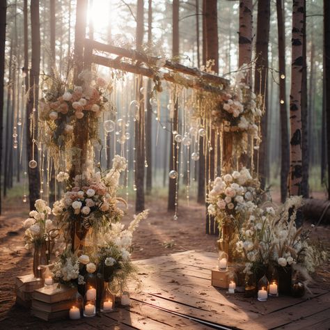 Magical Forest Wedding, Enchanted Forest Wedding Theme, Fall Wedding Arches, Romantic Ceremony, Forest Theme Wedding, Enchanted Forest Wedding, Wedding Arches, Dream Wedding Decorations, Outdoor Fall Wedding