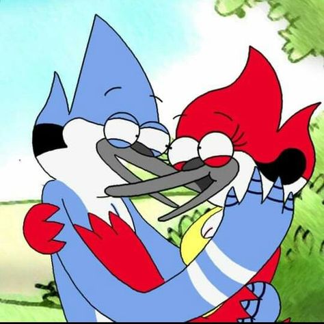 Cartoon Network Couples, Matching Pfp Mordecai And Rigby, Mordecai And Rigby Fanart, Mordecai And Margaret, Mordecai And Rigby Painting, Regular Show Rigby X Mordecai, Mordicai Icon Regular Show, Hi Five, Instagram Cartoon