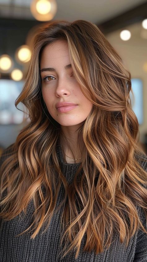 30 Stunning Balayage Hair Color Concepts On Trend Hairstyles, Coppery Brown Hair Caramel Highlights, Brightened Brown Hair, Italian Hair Color, Fall Hair Color For Hazel Eyes, Brown With Blonde And Red Highlights, Autumn Color Palette Hair Colors, Honey Brown Red Hair, Copper Foils Hair