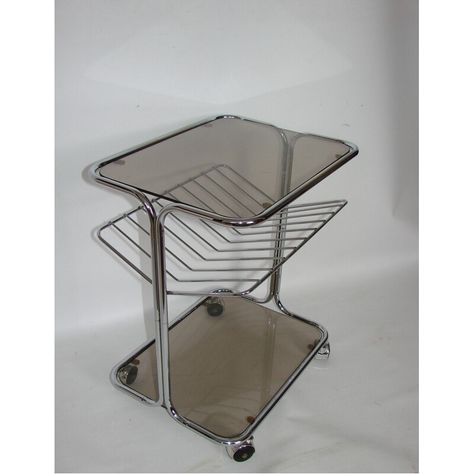 Bauhaus auxiliary table-gazette , 1970s It has been made of chrome-plated steel and glass.  Dimensions:  h.51cm  width 43cm  depth 33cm Organization By Room, Bauhaus Furniture, Glass Pedestal, Interiors Dream, Up House, Wood Bedroom, Coffee Table Vintage, Pedestal Table, Coffee Table Square