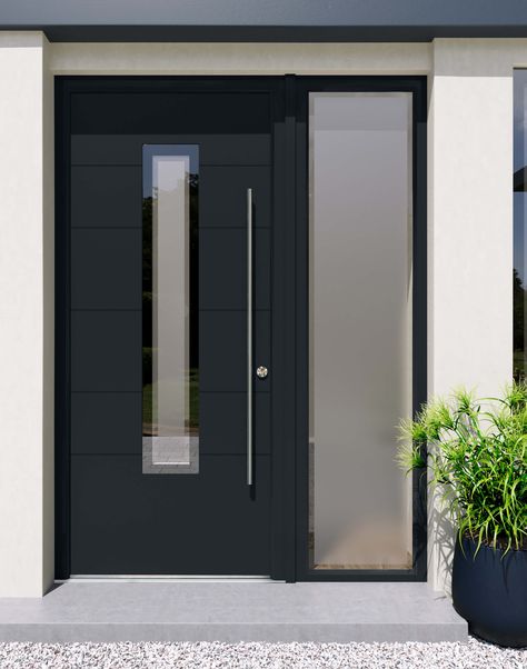 Black Composite Front Door, Black Composite Door, Fromt Doors, Front Doors Uk, External Front Doors, Aluminium Front Door, Exterior Door Designs, Composite Front Door, House Front Door Design