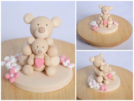 Mother's Day Bear Polymer Clay Sculpture by TheLinnypig Mothers Day Polymer Clay, Valentines Day Clay, Clay Candle Holders Diy, Clay Tea Set, Polymer Clay Elephant, Bear Polymer Clay, Clay Valentine, Cute Clay Ideas, Clay Elephant