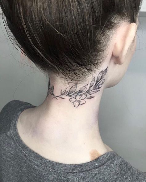 Ear Lobe Tattoo, Undercut Tattoos, Sunscreen Tattoo, Flower Neck Tattoo, Hairline Tattoos, Ink Tattoo Design, Half Moon Tattoo, Nape Tattoo, Red Tattoo Ideas