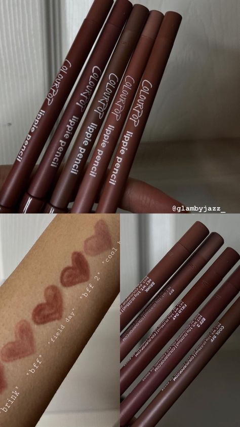 Colourpop, lip liners , lippies, Lip Liners Aesthetic, Color Pop Lip Liner, La Colors Lip Liner, Colourpop Aesthetic, Lip Liner Aesthetic, Colourpop Lip Liner, Drugstore Lip Liner, Lip Liner Swatches, Brown Lipliner