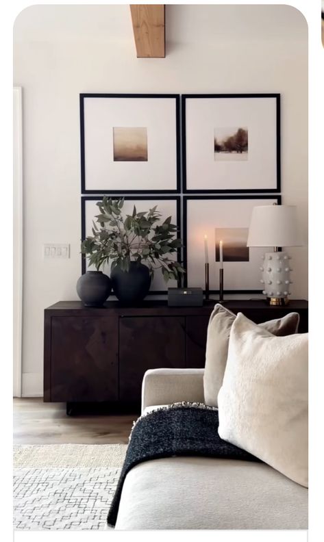 Black Living Room Accents, Tv Wall Styling Living Rooms, Sophisticated Gallery Wall, Threshold Home Decor, Classy Timeless Home Decor, Wall Art Ideas Dining Room, Fill Awkward Space Living Room, Decor Around Piano, How To Style Mirrors In Living Room