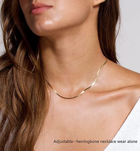 Gold Layered Necklaces♥:3mm snake chains, wave chain and figaro chains are all popular elements this summer. They can be worn separately or two or three at the same time. According to your clothes and different occasions, matching our necklaces will give you different surprises
♥Dainty Necklace for Women♥:Our dainty jewelry packaged with a delicate gift box ,We use environmentally friendly reusable packaging, it can also be part of your jewelry box, also has the function of storage Flat Chain Necklace, Gold Neck Chain, Gold Herringbone Chain, Thick Necklace, Gold Snake Chain, Thick Chain Necklace, Gold Chain Design, Stainless Steel Chain Necklace, Herringbone Chain