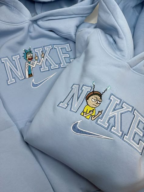 Rick And Morty Sweatshirt, Rick And Morty Hoodie, Matching Friends, Matching Hoodies For Couples, Matching Friend, Matching Hoodies, Embroidery Sweatshirt, Couples Hoodies, Embroidered Hoodie