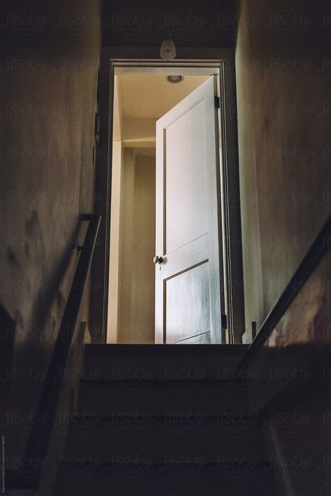 Mysterious Door in Stairway Basement  Photography by Raymond Forbes LLC - Door, - Stocksy United #mysteriousphotography #mysteriousphotographyaesthetic #darkness #escapephotography #kidnapping Creepy Basement, Caitlin Blackwood, Dark Basement, Basement Doors, Dark Doors, The Book Thief, Cellar Door, Reading Journal, Screen Savers