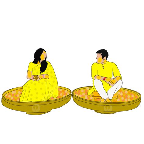 Haldi Clipart, Mehndi Card, Haldi Couple, Free Photoshop Overlays, Wedding Card Design Indian, Indian Couple, Transparent Clipart, Indian Wedding Invitation Cards, Art Indian