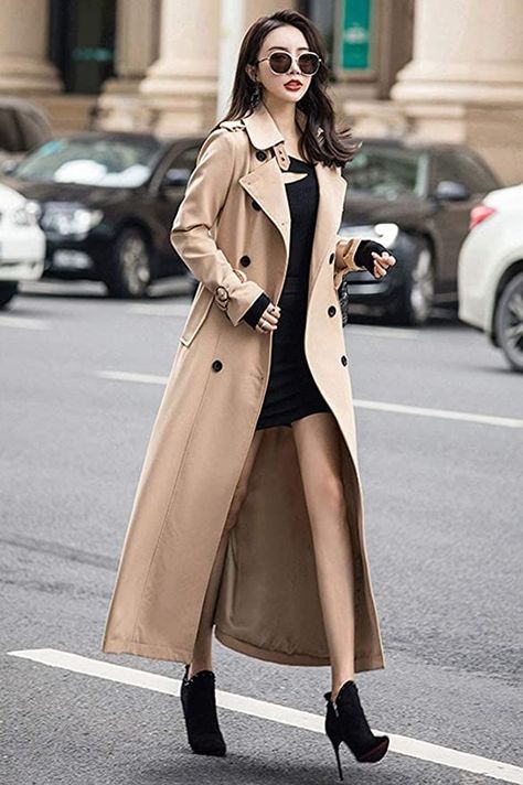 Maxi Coat Outfit, Trench Coat Outfit Winter, Girls Trench Coat, Fall Dressy, Trench Coat Outfit, Long Overcoat, Long Trench, Long Trench Coat, Women's Casual Style