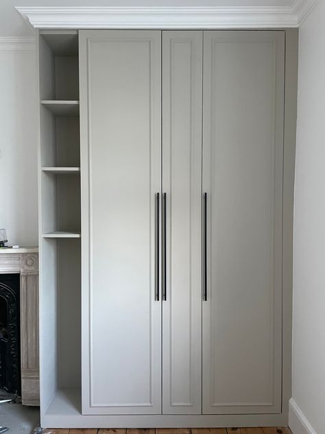 An IKEA PAX hack makes a custom closet for an awkward alcove | Livingetc Ikea Built In Wardrobes, Built In Wardrobe Doors, Ikea Closet Doors, Ikea Mud Room, Ikea Pax Doors, Ikea Wardrobe Hack, Alcove Wardrobe, Ikea Closet Hack, Pax Hack