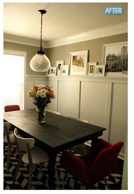 dinning room plate rail Living Room Dining Room Combination, Fixer Upper Dining Room, Plate Rail, Galley Wall, Dining Room Wainscoting, Dining Room Wallpaper, Dining Room Wall Decor, Chair Rail, Dining Room Inspiration