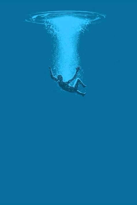 "It's like drowning while everyone else is swimming." Water Abstract, Water Illustration, Water Drawing, Dark Artwork, Lines Wallpaper, Water Art, Up Book, Under Water, Minimalist Wallpaper