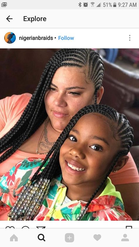 Mom and daughter hairstyle Daughter Hairstyles, Black Kids Braids Hairstyles, Lemonade Braids Hairstyles, Lemonade Braids, Lil Girl Hairstyles, Kid Braid Styles, Pelo Afro, Braided Ponytail Hairstyles