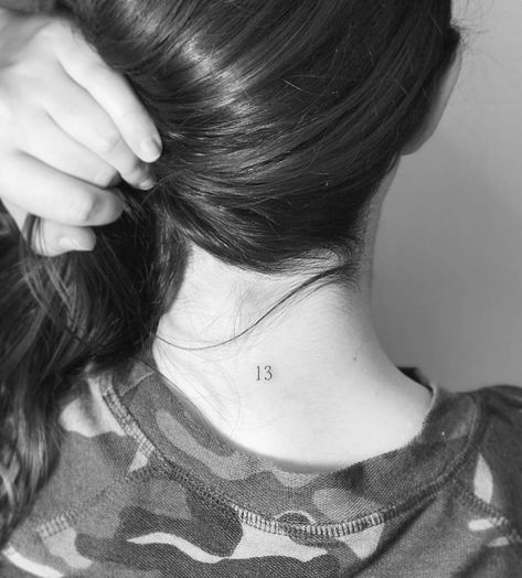 13 Small 13 Tattoo, 13 Tattoo Number Fonts, Tattoo Number 13, Number Neck Tattoo, 13 Tattoo Number Ideas, Number 13 Tattoo, Number 13 Tattoos, Thirteen Tattoo, Clavicle Tattoo