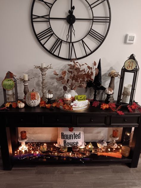 2024 Fall/Halloween credenza decor Credenza Decor, Console Table Entryway, Entryway Table Decor, Entryway Table, Decor Halloween, Haunted House, Fall Halloween, Halloween Decor, Credenza