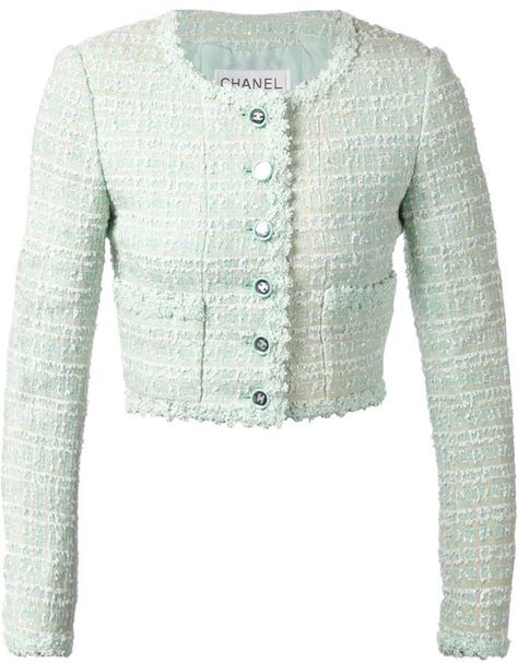 Chanel Vintage iridescent cropped tweed jacket Mode Chanel, Green Tweed, Chanel Jacket, Crystal Trim, Boucle Jacket, Chanel Vintage, Chanel Fashion, Tokio Hotel, Cropped Jacket