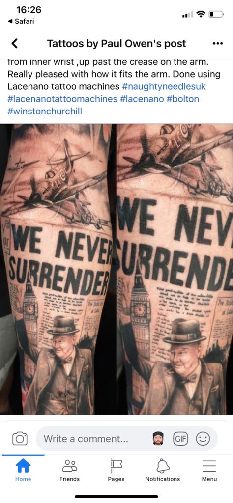 Winston Churchill Tattoo, Churchill Tattoo, Newspaper Tattoo, Ww Tattoo, Army Tattoos, Winston Churchill, Tattoo Machine, Churchill, Newspaper