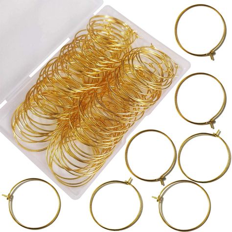 PRICES MAY VARY. these high quality beading hoop rings are made of metal alloy, which is lightweight, portable and flexible. Make your own earrings or wine glass charms with these gold plated hoops . wine charm rings allow you to hang letters, beads or attach other distinctive marks on wine glasses to distinguish wine glasses. It could be also used to make DIY earrings by adding beads or charms to this ring wine glasses rings are suitable for New Year celebrations, Valentine's Day, wine party, w Wine Merchandise, Wire Wrapping Tools, Wine Glass Tags, Glass Markers, Wine Glass Markers, Samaritan's Purse, Wine Glass Charm, Diy Wire Earrings, Wine Party