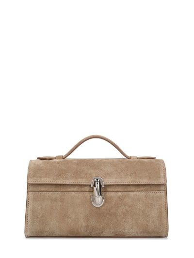 The symmetry suede top handle bag - Savette - Women | Luisaviaroma Savette Symmetry, Suede Tote Bag, Suede Top, Suede Tops, Suede Tote, Trending Handbag, Bag Trends, Big Bags, Winter Mode