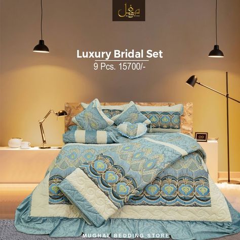 This bridal bed sheet set is the perfect way to make the bride feel special. It is made of high quality satin and silk, which is perfect for a soft and luxurious bed. The bridal bed sheet is a one-of-a-kind item, so it will be perfect for the bride's wedding day. #Mughalbedding #Bedding #Multan #Luxurybedding #lifestyle #Bedsheet #Cottonbedsheet #fancybedsheets #bridal #bridalbedding #bedroom Fancy Bed, Luxurious Bed, Bed Sheet Set, Cotton Bedsheets, Bedding Stores, Luxury Bridal, Bed Sheet Sets, Feel Special, Bed Sheet