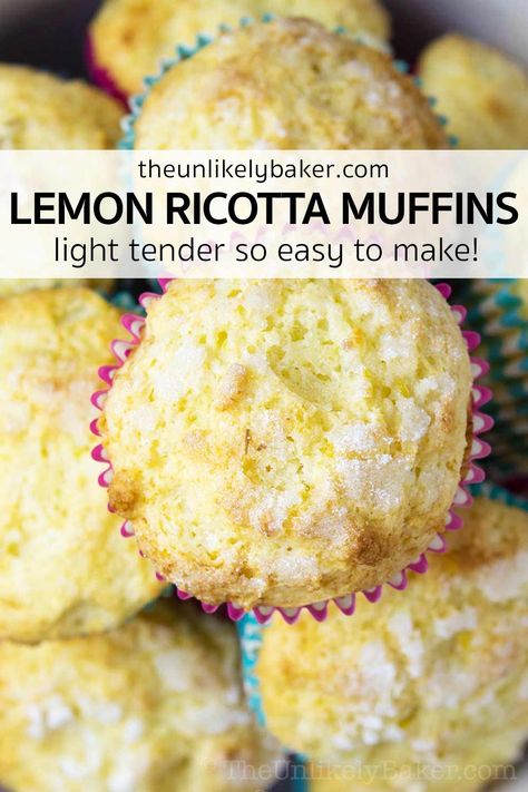 Easter Muffins, Lemon Ricotta Muffins, Ricotta Muffins, Morning Muffins, Brunch Easter, Spring Breakfast, Citrus Desserts, Recipes Fruit, Ricotta Cookies