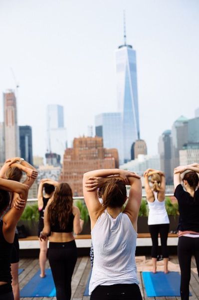 Meetup NYC Guide: Rooftop Yoga + Meditation No Excuses Quotes, Rooftop Yoga, Excuses Quotes, Yoga Party, Yoga Photoshoot, Nyc Guide, Teacher Aesthetic, Courtyard Design, Lululemon Yoga