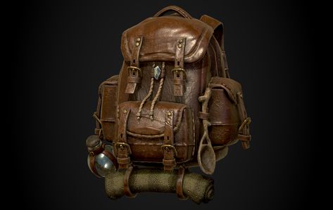 Backpack Prop Design, Backpack Fantasy Art, Dnd Backpack, Giant Backpack, Fantasy Backpack, D D Rogue, Backpack Drawing, Bag Of Holding, Backpack Art