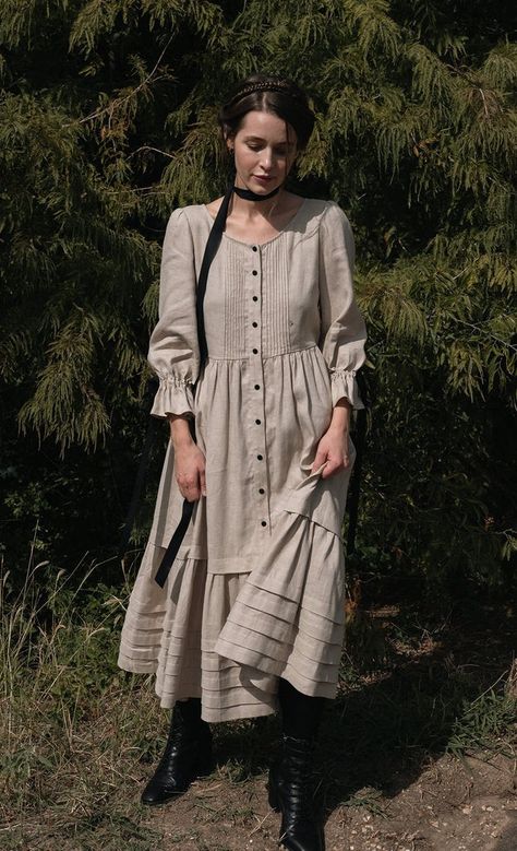 Countryside Dress, Teen Dress, Vestidos Vintage, Modest Fashion Outfits, Linen Dresses, Linen Dress, Modest Dresses, Favorite Dress, Dream Dress