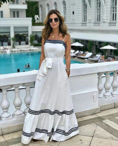 White Dress Long Casual, Áo Blu, White Homecoming Dresses, Casual White Dress, Women Trends, White Maxi Dresses, Mode Inspiration, Summer Maxi Dress, White Casual