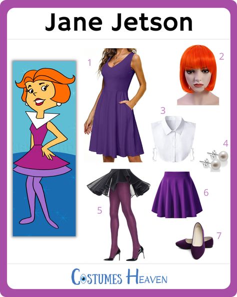 Jetsons Family Costume, Rosie From The Jetsons Costume, George Jetson Costume, Iconic Moms Costumes, Jane Jetson Costume, Judy Jetson Costume, Jane Jetson Costume Diy, George Jetson Costume Diy, Jetsons Halloween Costumes