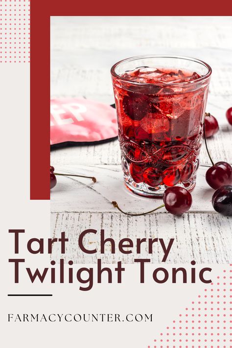 Looking for a natural way to enhance your sleep quality? Enter the Tart Cherry Twilight Tonic—a delicious elixir crafted to promote restful slumber and sweet dreams.

Did you know that tart cherries are naturally rich in melatonin—the hormone that supports sleep at night? Melatonin helps regulate your sleep-wake cycle, making it easier to fall asleep and stay asleep. Drinking tart cherry juice can be an excellent, natural way to enhance your sleep quality, especially if you struggle with Tart Cherries Recipes, Cherry Drink, Sleep Drink, Tart Cherries, Tart Cherry Juice, Cherry Wine, Cherry Recipes, Cherry Juice, Cherry Tart