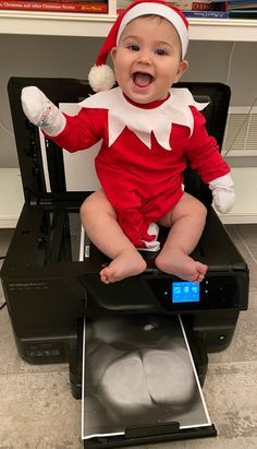 Elf On The Shelf Ideas Baby Photoshoot, Infant Elf On The Shelf Pictures, Elf On The Shelf Real Baby, Funny Baby Christmas Photos, Elf On The Shelf Toddler Photoshoot, Elf On The Shelf Pictures With Baby, Baby Dressed As Elf On The Shelf, Baby As Elf On The Shelf, Elf Baby Photoshoot