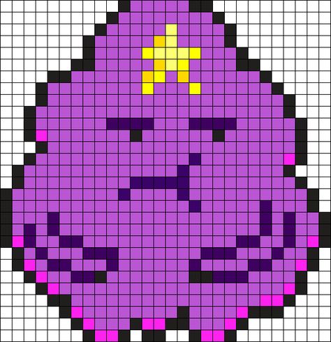 Lumpy Space Princess Perler Bead Pattern / Bead Sprite Princess Bubblegum Pixel Art, Marceline Alpha Pattern, Lumpy Space Princess Crochet, Lumpy Space Princess Perler Beads, Alpha Patterns Bmo, Edm Ideas, Lumpy Space, Space Princess, Lumpy Space Princess