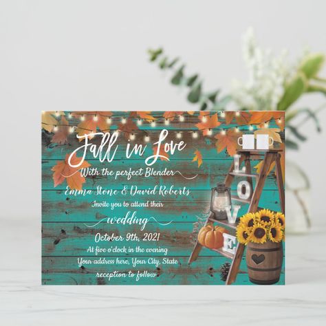 Dark Teal Weddings, Coffee Blender, Teal Wedding Invitations, Orange Wedding Invitations, Burnt Orange Weddings, Wedding Invitation Size, Country Wedding Invitations, Fall Country, Wedding Invitation Video