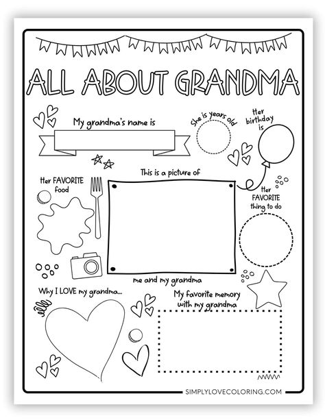 All About Mom Coloring Pages (Free PDF Printables) Grandma Printable, Mom Coloring Pages, Free Printable Birthday Cards, I Love My Grandma, Grandma Birthday Card, Grandma Names, All About Mom, Mario Coloring Pages, Free Birthday Card