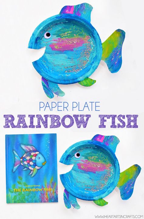 Paper Plate Rainbow Fish Craft - I Heart Arts n Crafts Fish Paper Plate Craft, Rainbow Fish Craft, Rainbow Fish Crafts, Friendship Theme, Fish Craft, Paper Plate Craft, Paper Plate Crafts For Kids, Reading Activity, Monthly Crafts