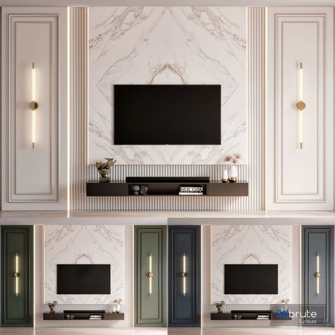 Classic Tv Wall, Tv Wall Design Luxury, Luxury Tv Wall, Tv Wall Panel, Modern Tv Room, Backdrop Tv, Modern Tv Unit, Tv Fal, Modern Tv Unit Designs