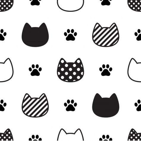 Cat seamless pattern kitten head paw foo... | Premium Vector #Freepik #vector #pattern Cat Pattern Design, Footprint Illustration, Cat Paw Pattern, Cat Pattern Wallpaper, Valentine Cartoon, Cute Cat Pattern, Cat Patterns, Cats Pattern, Cat Printable