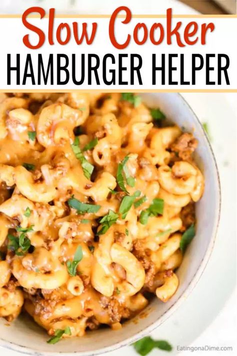 Crock Pot Hamburger, Slow Cooker Hamburger, Ground Beef Crockpot, Hamburger In Crockpot, Hamburger Helper Recipe, Beef Crockpot Recipes, Ground Beef Crockpot Recipes, Cheeseburger Macaroni, Homemade Cheeseburgers