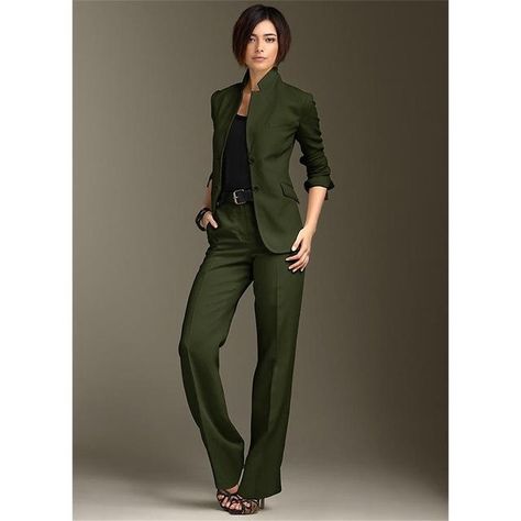 Women Business Suits, Ladies Pant, Ladies Trouser Suits, Chinese Collar, Business Suits, Womens Suits Business, Women Business, Green Suit, Pantsuits For Women