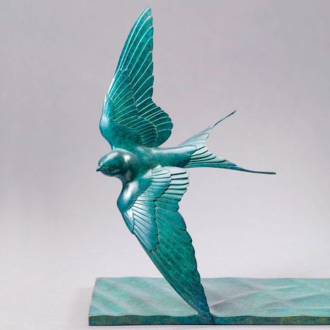 Flying Swallow - Bronze Bird Sculpture by Nick Bibby Bird Carving, Sculptures Céramiques, Wax Carving, Bird Statues, Bird Sculpture, Figurative Sculpture, Sculptures & Statues, Animal Sculptures, Wildlife Art