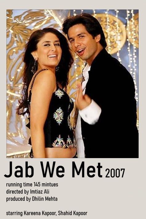 Jab We Met Poster, Jab We Met, Bollywood Wallpaper, Vintage Bollywood Aesthetic, 90s Bollywood Aesthetic, Bollywood Theme, Movie Collage, Bollywood Funny, Iconic Movie Posters