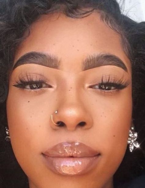 a stud and hoop piercing plus shiny floral earrings will add plenty of bling to your face Multi Nose Piercing, Multiple Nose Piercings, Simple Nose Piercing, Double Nose Piercing Same Side, Two Nose Piercings, Piercing Nostril, Ombre Eyebrows, Double Nose Piercing, Cute Nose Piercings